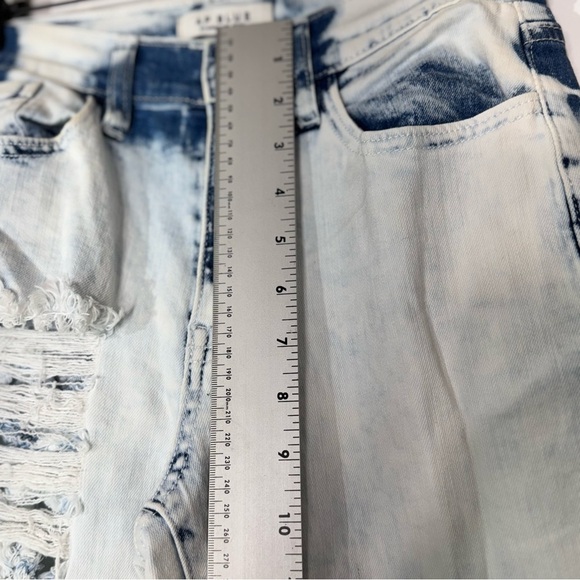 Y2K AP Blue Patchwork Flare Jeans Distressed Bleach Wash Size 5 (27) Festival - Picture 4 of 7